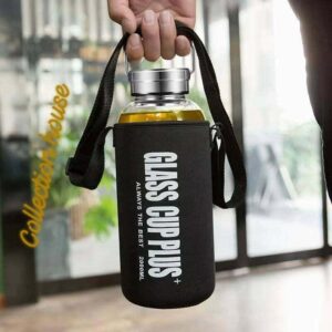 1500ML Borosilicate Glass water bottle with a stainless lid