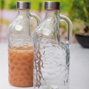 1000ml glass water bottle 2pcs set  হ্যান্ডেল ১ লিটারের বোতল  সেট ২ পিছ
